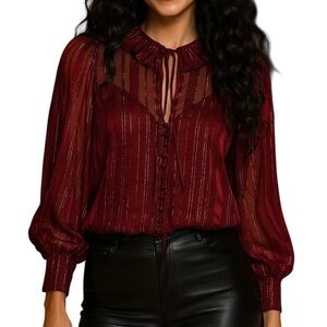 Zimmermann metallic silk tie neck blouse OVERSIZED NWOT